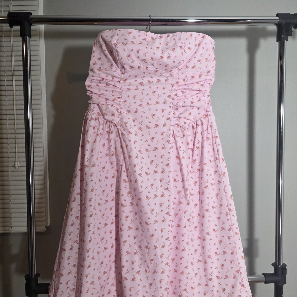 Wild Fable Pink Floral Strapless Dress